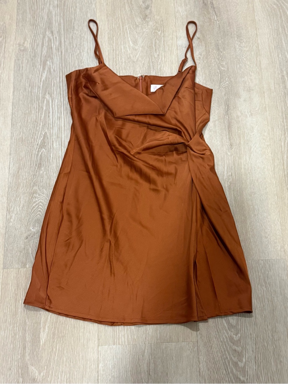 Pink Lily Satin Mini Dress in Rust